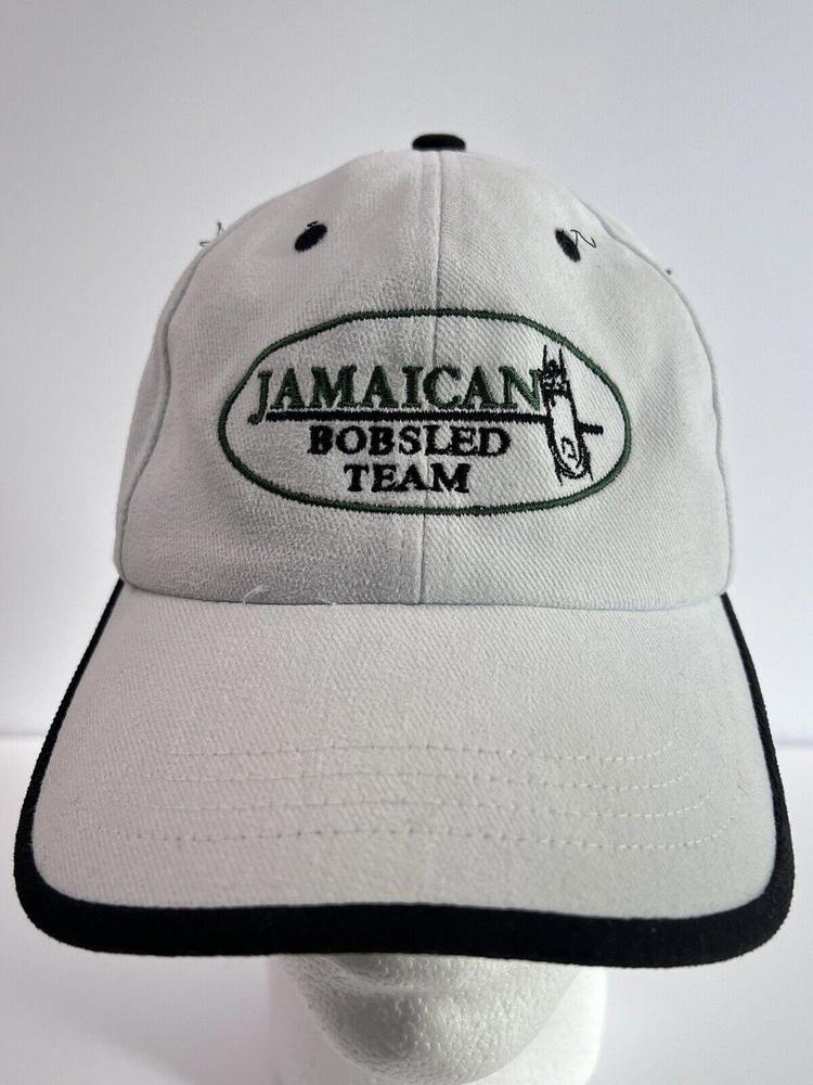VTG Jamaican Bobsled Team Racing Hat Adjustable Back Cap White Falcon Headwear